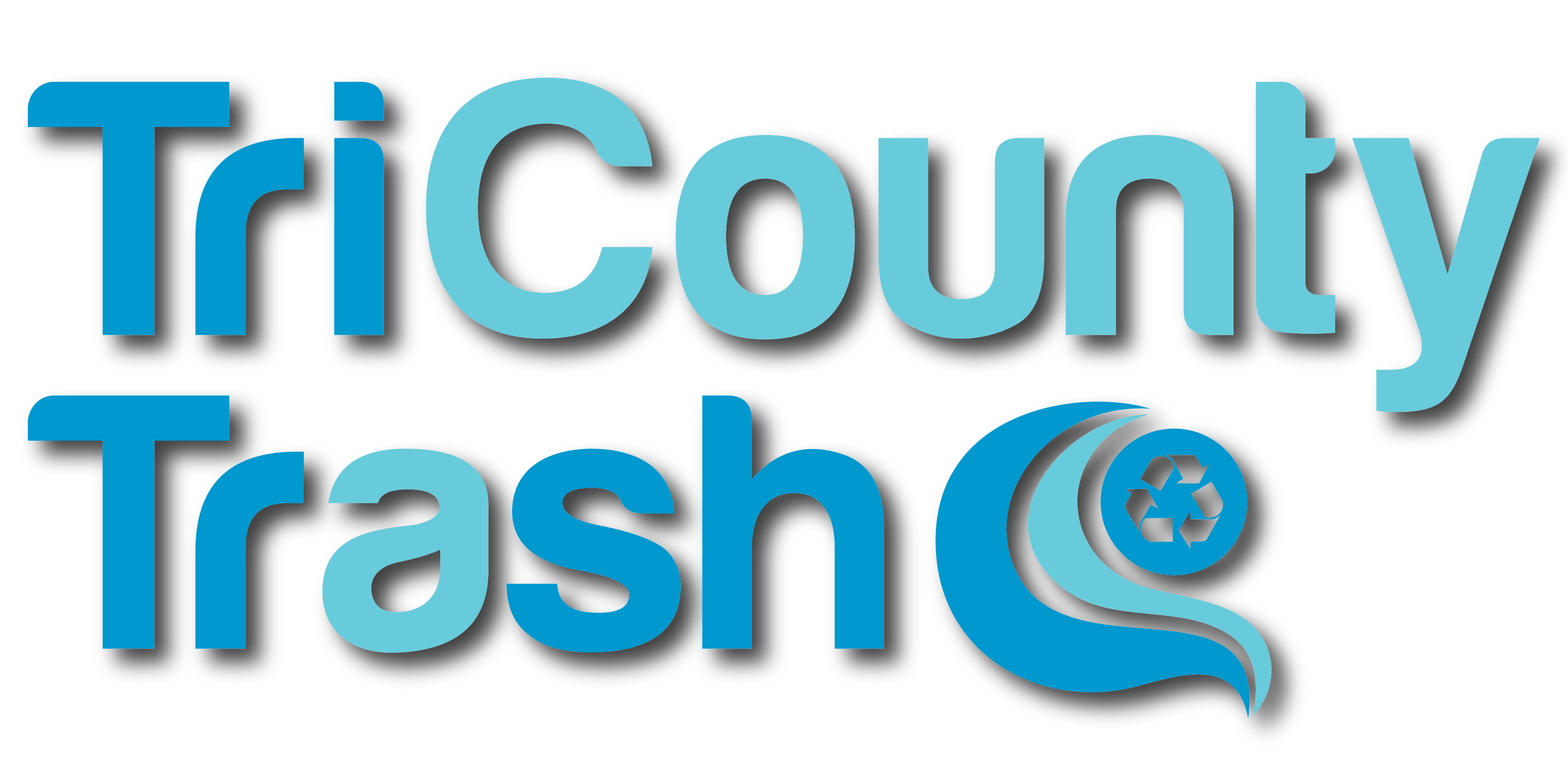 blue and aqua tri county trash logo